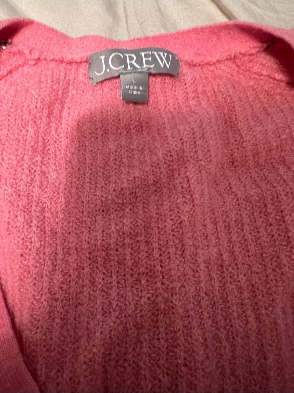 J. Crew Coral Pink Button-Front Cable Cardigan